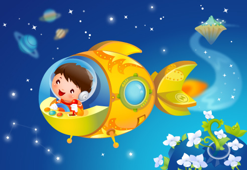 太空梦想之旅ai矢量模版下载