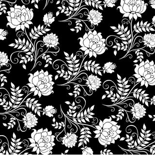 黑白莲花花卉纹样