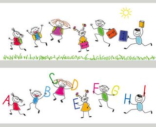 卡通手绘学生向量