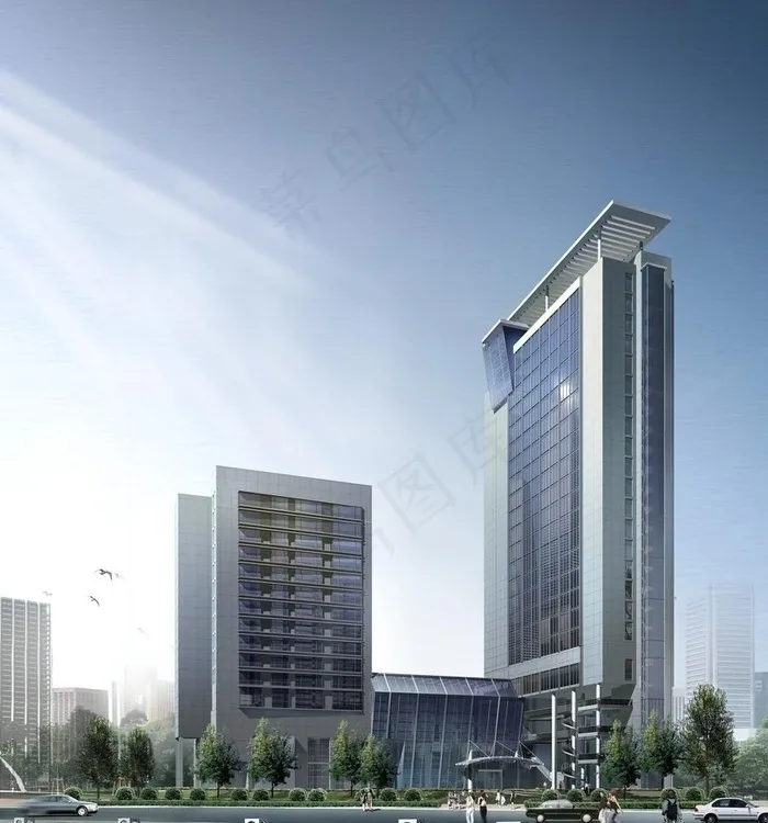 办公楼建筑效果图图片(4816X5472(DPI:72))psd模版下载