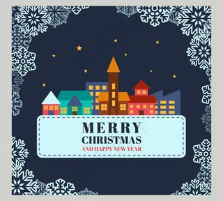 卡通圣诞城市贺卡