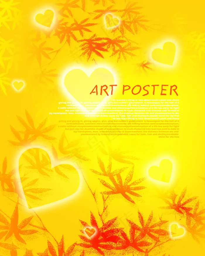 红色树叶与心形图案等PSD分层素材psd模版下载