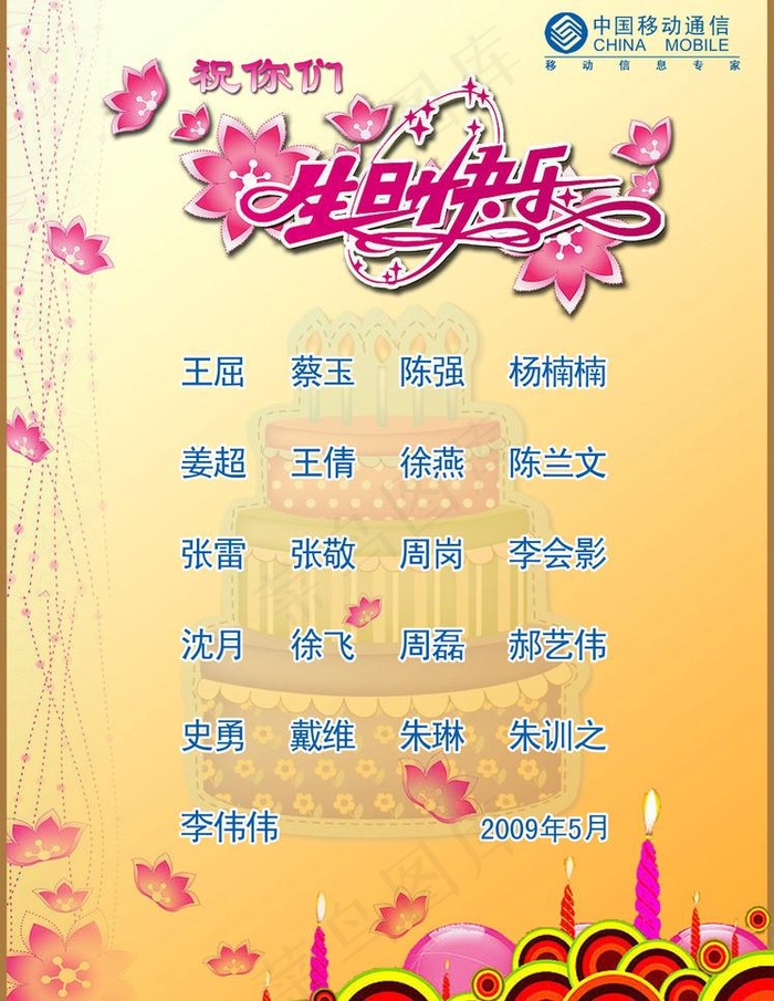 员工生日海报图片psd模版下载