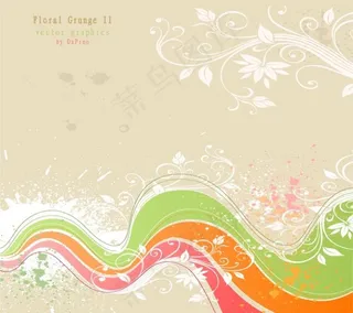 彩色植物条纹矢量图