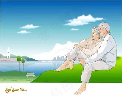 依偎在一起的老人