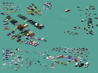 景观设计效果图素材 车俯视图PSD