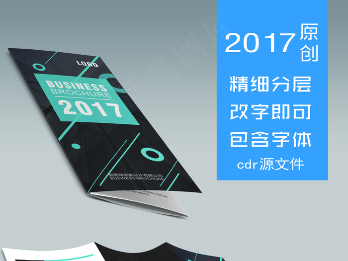 2017黑色科技线条商务商业三折页