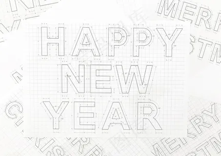 新年快乐手绘图纸