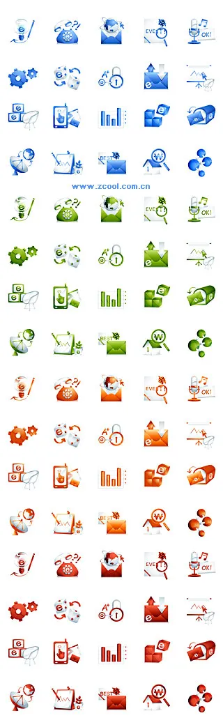 实际的多色的网页设计图标矢量素材ai矢量模版下载