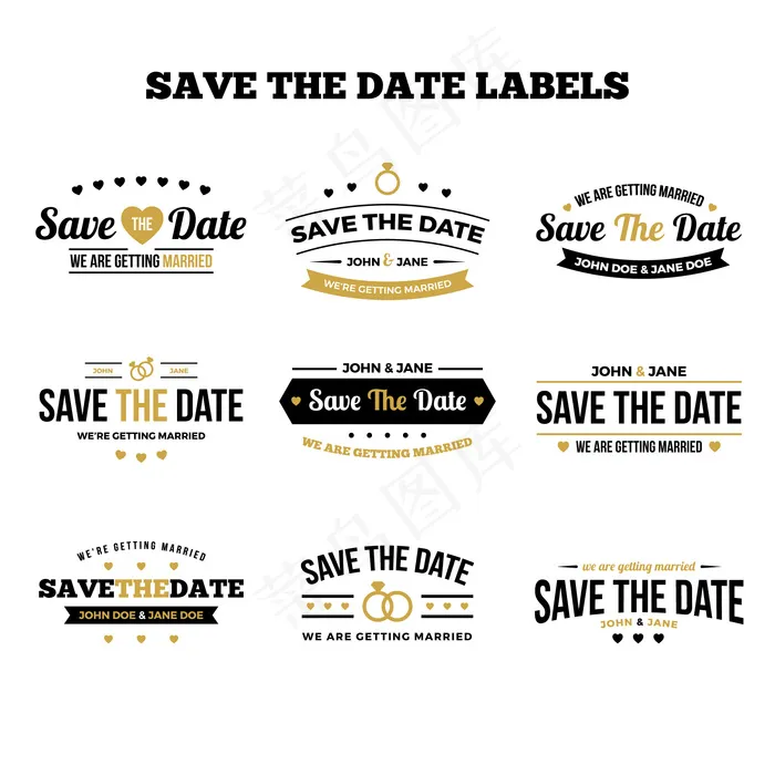 邀请预留时间花边矢量集合eps,ai矢量模版下载