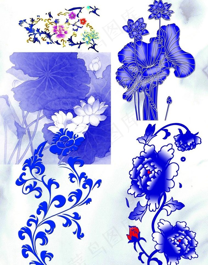 青花纹图片(2362X3189(DPI:300))psd模版下载