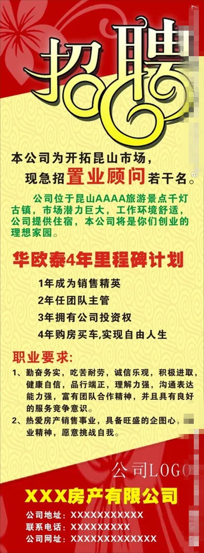 房地产公司招聘展板cdr矢量模版下载