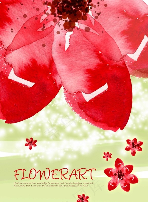 Flower Art水彩花纹背景PSD分层-1(2200X3000(DPI:300))psd模版下载