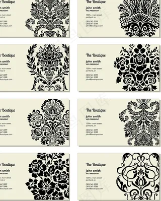 复古大花优雅黑白名片