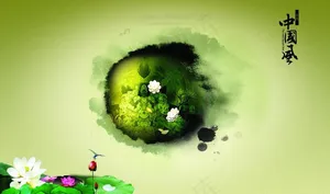 中国风荷塘春色图片