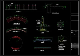 花架施工图cad图纸