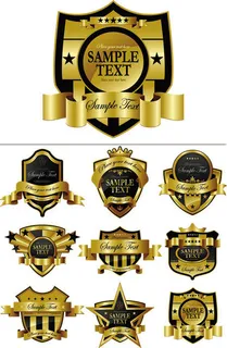 欧式奢华徽章金边矢量素材