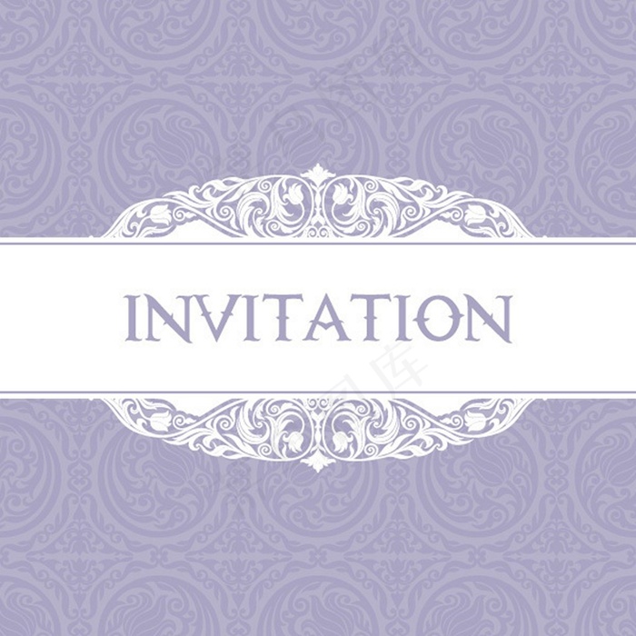 优雅的花纹紫色的邀请卡背景图矢量