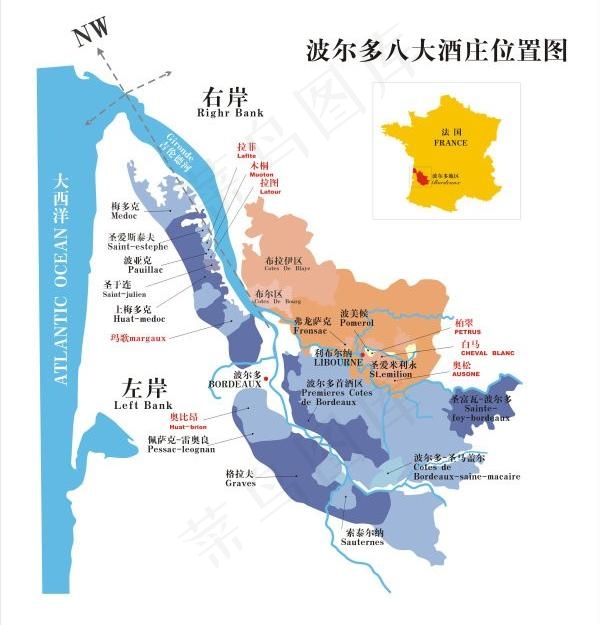 八波尔多庄园地图矢量素材cdr矢量模版下载