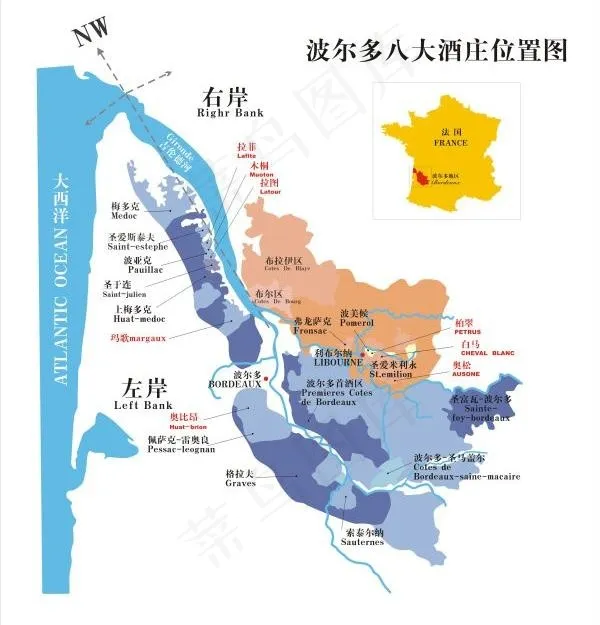 八波尔多庄园地图矢量素材