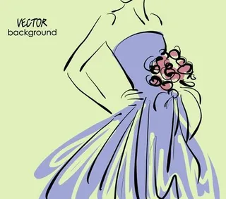 手绘服装的女人背景04