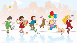 快乐玩耍的卡通儿童孩子图片