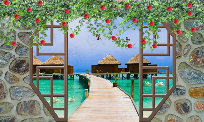 3D立体电视背景墙画