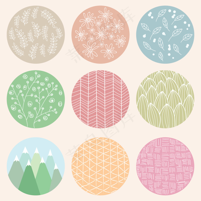 自然卡通元素彩色标签