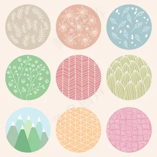 自然卡通元素彩色标签