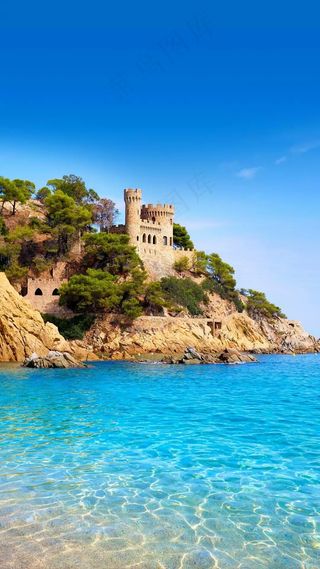 海岸上的城堡高清摄影图片