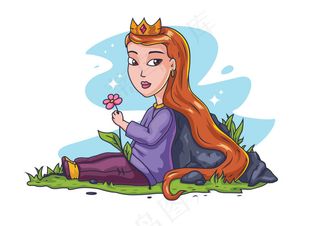 矢量手绘白雪公主