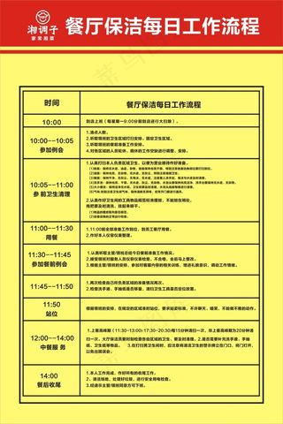 餐厅保洁每日工作流程