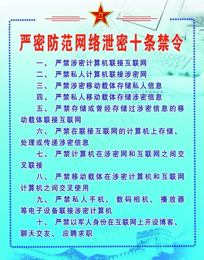 严防网络泄密十条禁令图片psd模版下载