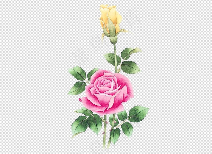 唯美免扣手绘花朵叶子树叶背景墙素材...