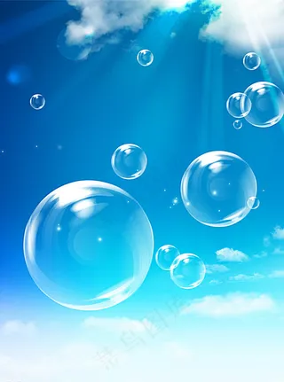 蓝天透明泡泡图片