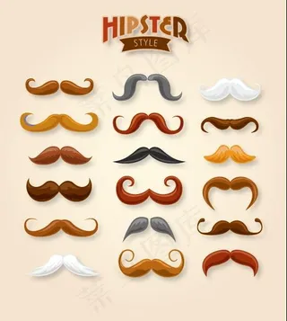 18款矢量简介时尚胡须设计矢量图