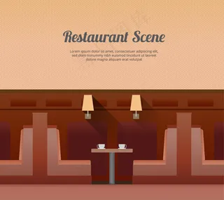 平面设计中的餐厅场景