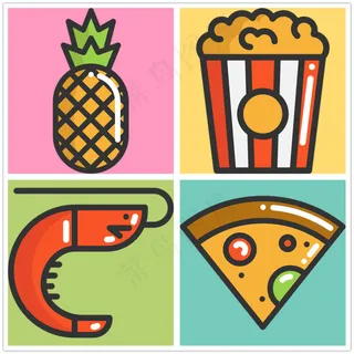 简约扁平美食icon图标