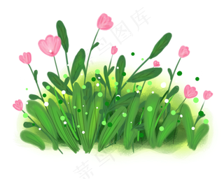 春天绿色叶子和小花春天绿色叶子和小花