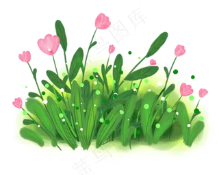 春天绿色叶子和小花春天绿色叶子和小花