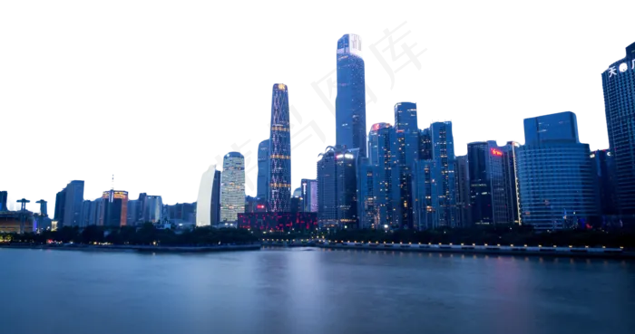 珠江城市夜景,免抠元素(2000*1054px 300 dpi )psd模版下载