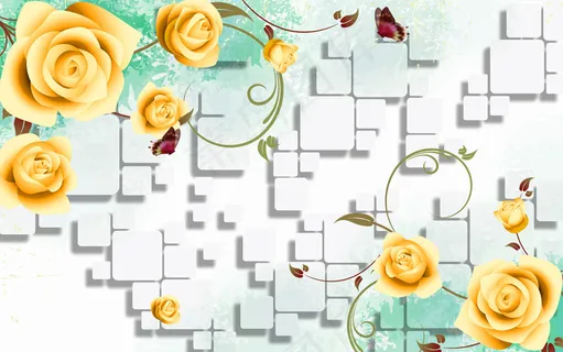 唯美玫瑰电视背景墙图片