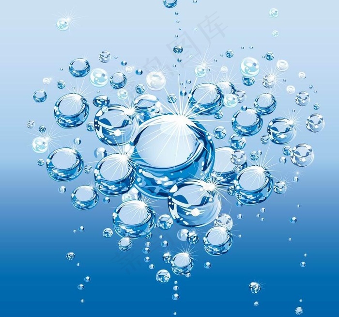 蓝色爱心水珠水泡图片