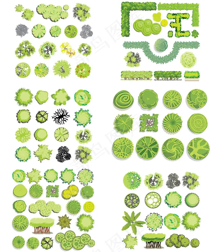 绿色园林植物eps,ai矢量模版下载
