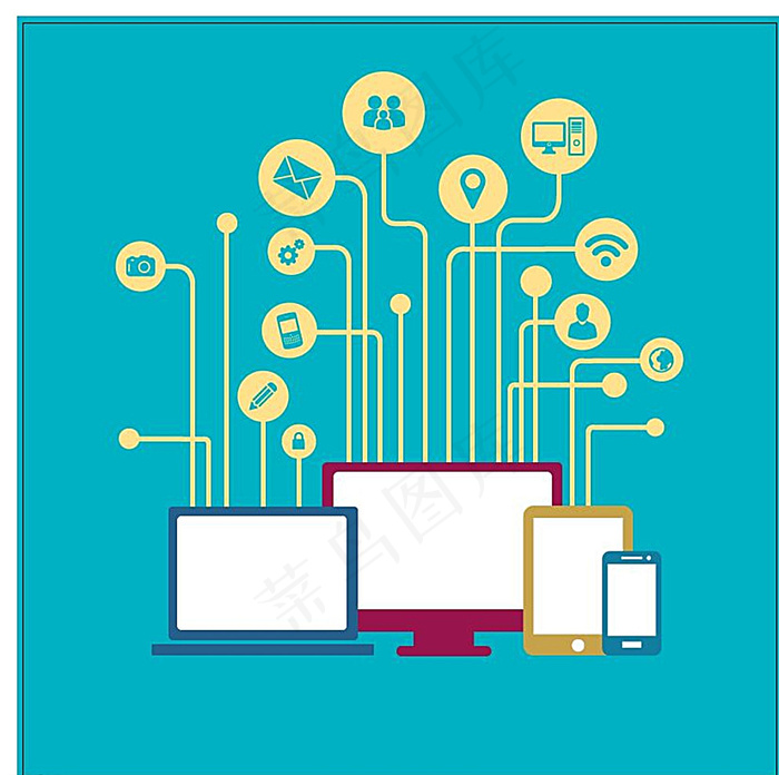 扁平化电脑通讯图标图片eps,ai矢量模版下载