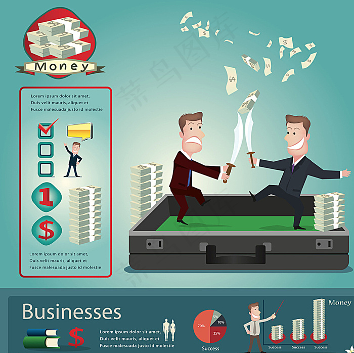卡通金融商务海报矢量素材图片