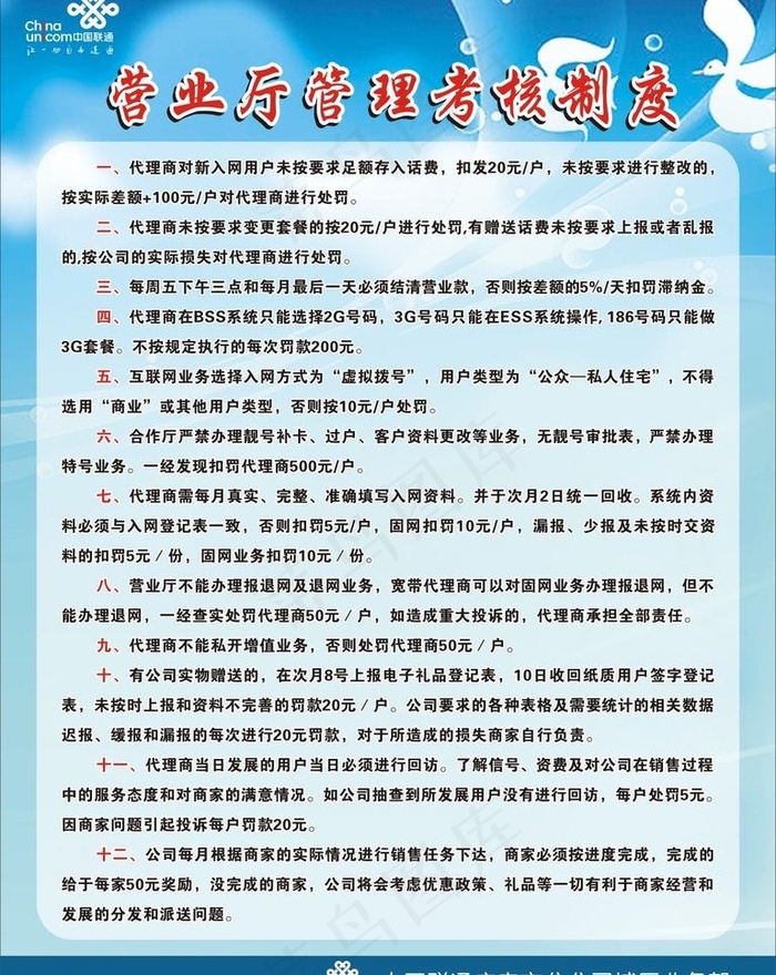 联通制度图片cdr矢量模版下载
