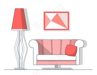 简约粉色家居沙发元素