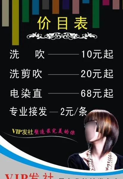 vip发社价格表图片cdr矢量模版下载