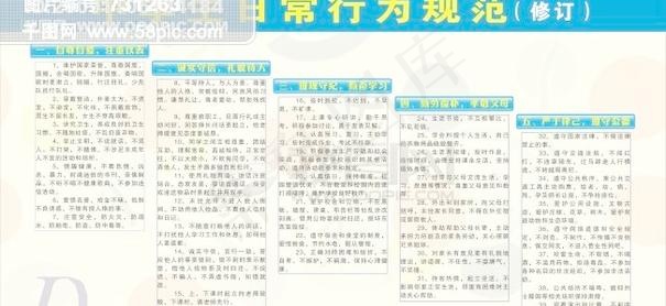 中学生日常行为规范cdr矢量模版下载